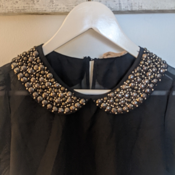 Sheer sparkly collared short sleeve blouse - Picture 2 of 3